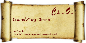 Csanády Ormos névjegykártya